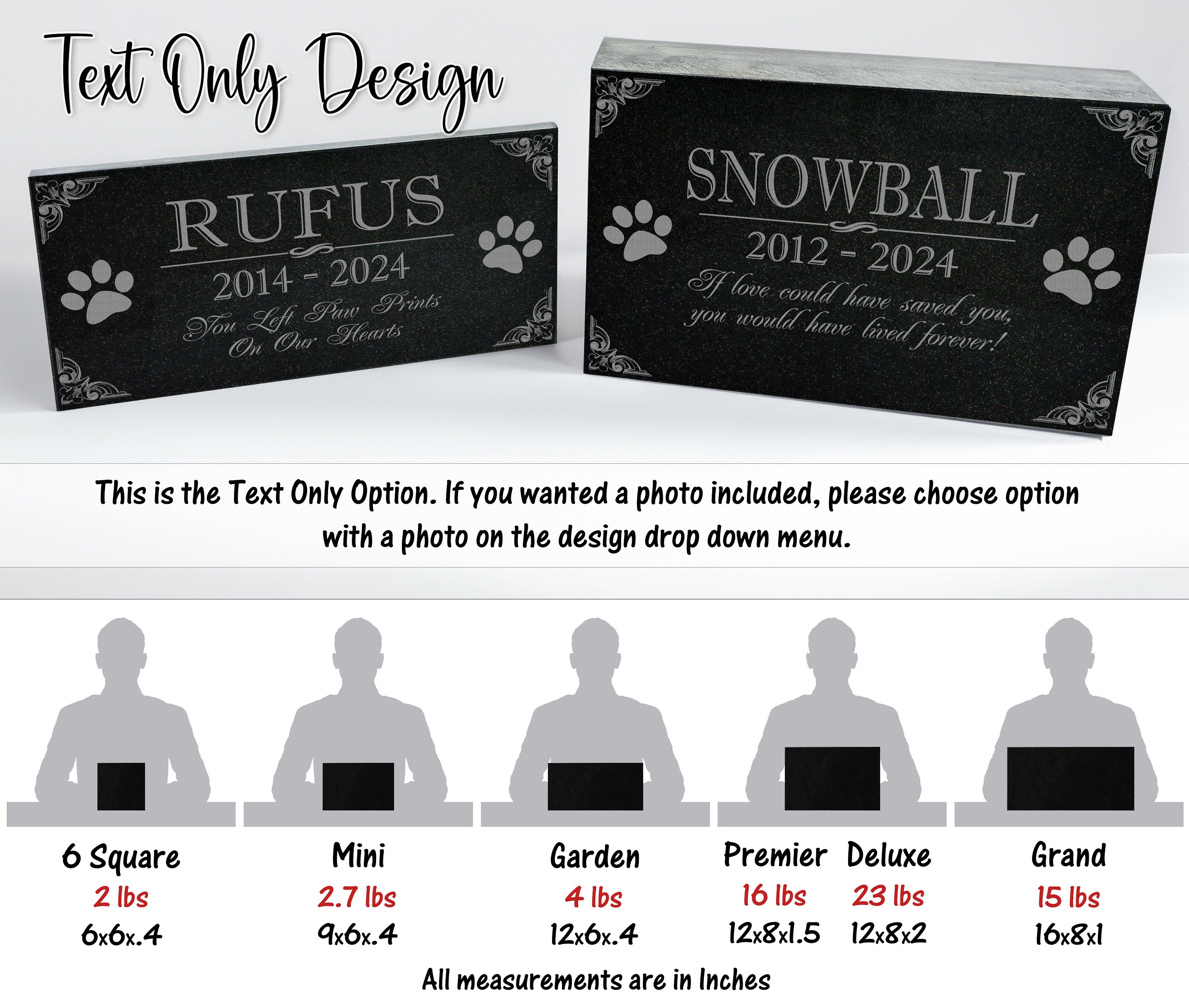 Photo Garden Tribute Pet Memorial: Headstone Burial Plaque for Dog, Cat, Rabbit, Horse, Cow, Goats - Cemetery Marker, Tombstone, Statue