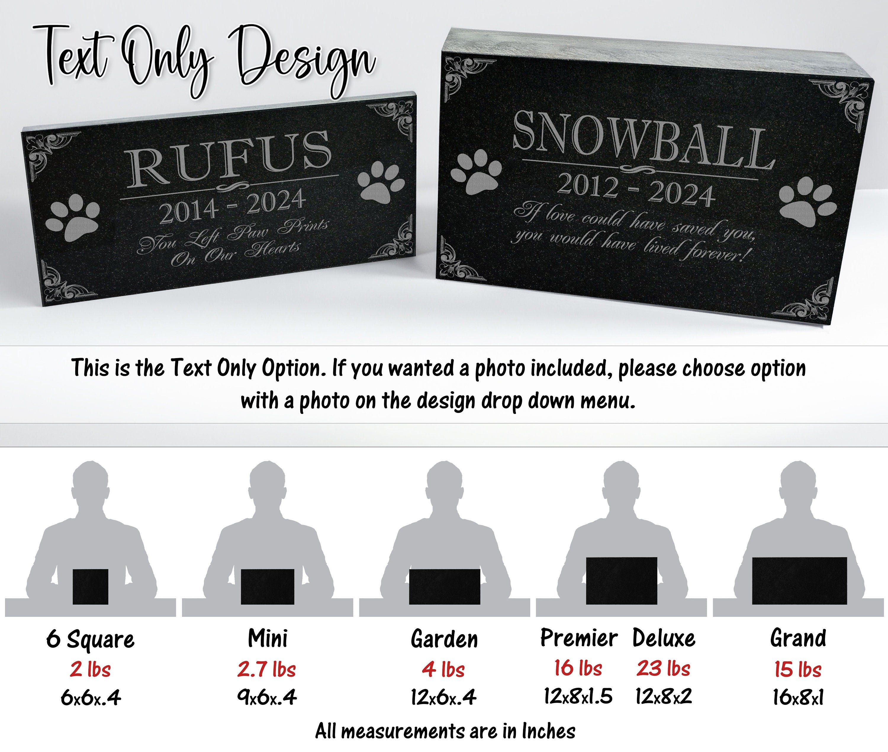 Personalized Custom Granite Dog Cat Memorial Headstone - Waterproof Pet Cemetery Marker with Photo Plaque for Outdoor Garden Stepping Stone