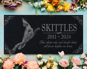 Photo Pet Memorial Gift for Bird Lovers: Parakeet & African Grey Parrot Parakeet Cockatiel Lovebird Memorial Stone | Pet Loss Burial Marker