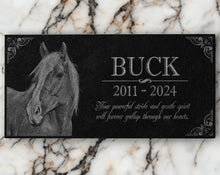 Custom Horse Memorial Stone | Personalized Photo Engraved Marker | Arabians, Thoroughbreds, Quarter Horses | Outdoor Stable & Garden Tribute