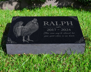 Custom Chicken Tribute: Personalize Granite Rooster Memorial Plaque | Hen Marker | Pet Loss Garden Stone | Chicken Decor | Coop Keepsake
