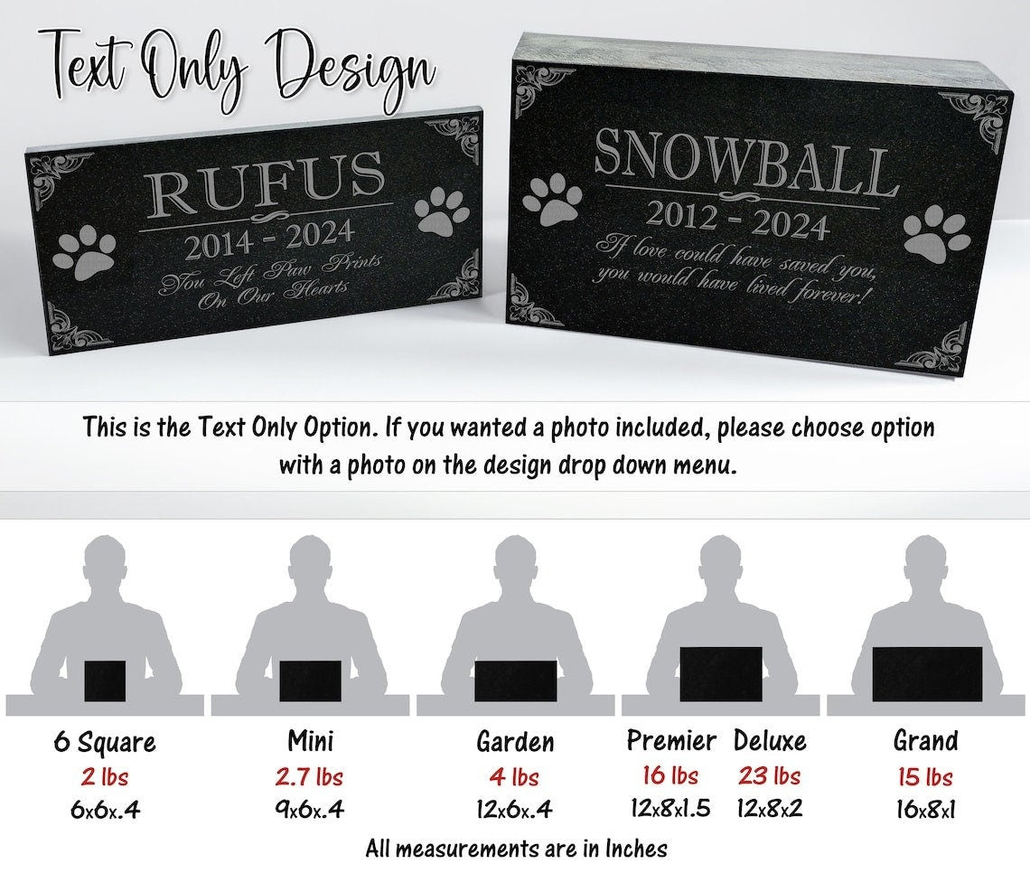 Multiple Pets Custom Pawprint Tribute: Engraved Loss of Dog Cat Memorial Stone, Animal Outdoor Plaque, Granite Memorial Garden Gravestone
