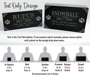Multiple Pets Custom Pawprint Tribute: Engraved Loss of Dog Cat Memorial Stone, Animal Outdoor Plaque, Granite Memorial Garden Gravestone
