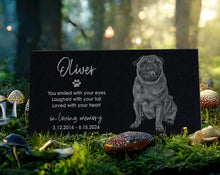 In Loving Memory Pet Memorial Stone w/ Engraved Photo: Dog, Cat, Pet Grave Marker for Backyard, Garden Tribute, Cemetery Tombstone Loss Gift