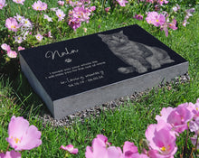 Cat Photo Memorial Stone w/ Engraved Portrait | Feline Remembrance Plaque | Kitten Tombstone Headstone | Tree Dedication for Lawn & Garden