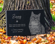 Cat Photo Memorial Stone w/ Engraved Portrait | Feline Remembrance Plaque | Kitten Tombstone Headstone | Tree Dedication for Lawn & Garden