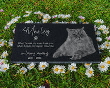 Cat Photo Memorial Stone w/ Engraved Portrait | Feline Remembrance Plaque | Kitten Tombstone Headstone | Tree Dedication for Lawn & Garden