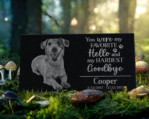 Engraved Photo Memorial Plaque: Cemetery Marker | Outdoor Headstone Tombstone | Custom Pet Loss Gift | Dog Cat Garden Tribute Grave Stone