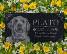 Photo Garden Tribute Pet Memorial: Headstone Burial Plaque for Dog, Cat, Rabbit, Horse, Cow, Goats - Cemetery Marker, Tombstone, Statue