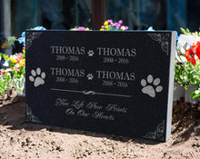Custom Granite Memorial Stone: Multiple Names | Personalized Indoor Outdoor Engraved Plaque | Pet Headstone Paw Prints or Human with Angel