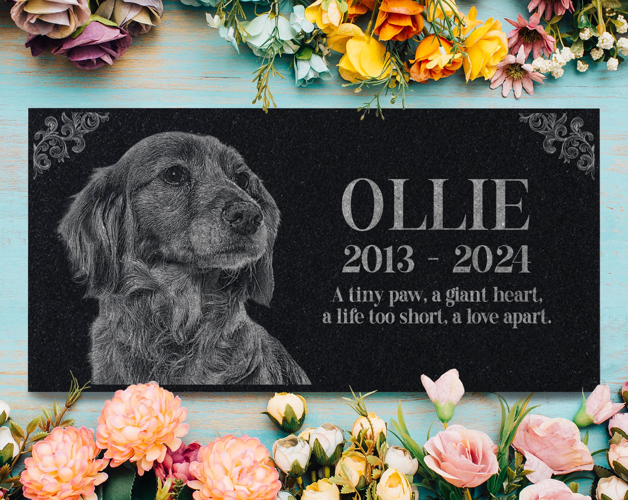 Personalized Pet Memorial Stone | Custom Grave Marker | Engraved Headstone for Cats & Dogs | Outdoor Animal Burial Monument | Pet Tombstone