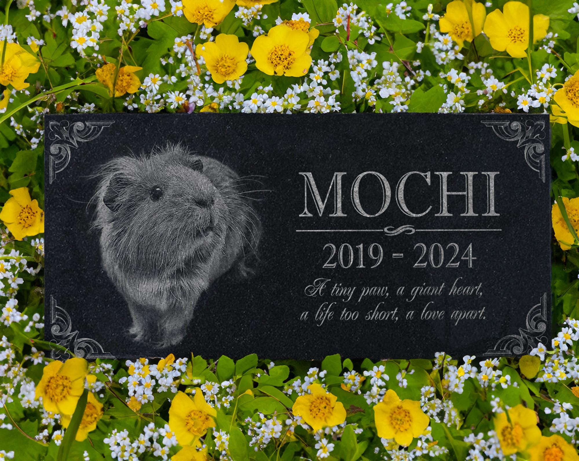 Guinea Pig Memorial Garden Stone | Ideal for Honoring Guinea Pigs, Hamsters, Rabbits, or Small Pets | Pet Grave Marker | Engraved Headstone