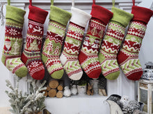 Knit Christmas Stockings Knitted 23" Fair Isle Deer, Snowflake, Santa, Snowman Custom Holiday Intarsia Family Pet Names