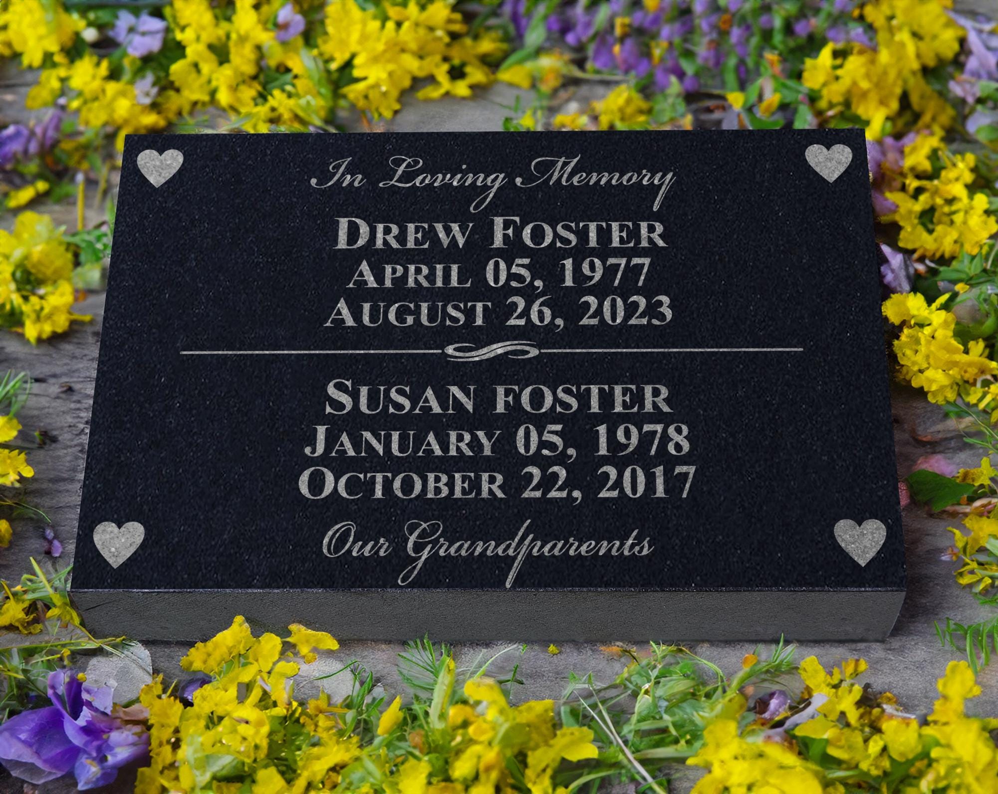 Multiple Name Family Memorial Stone | Husband Wife, Mother Father, Grandparents, Siblings, Couples | Companion Memorial for Parents Plaque