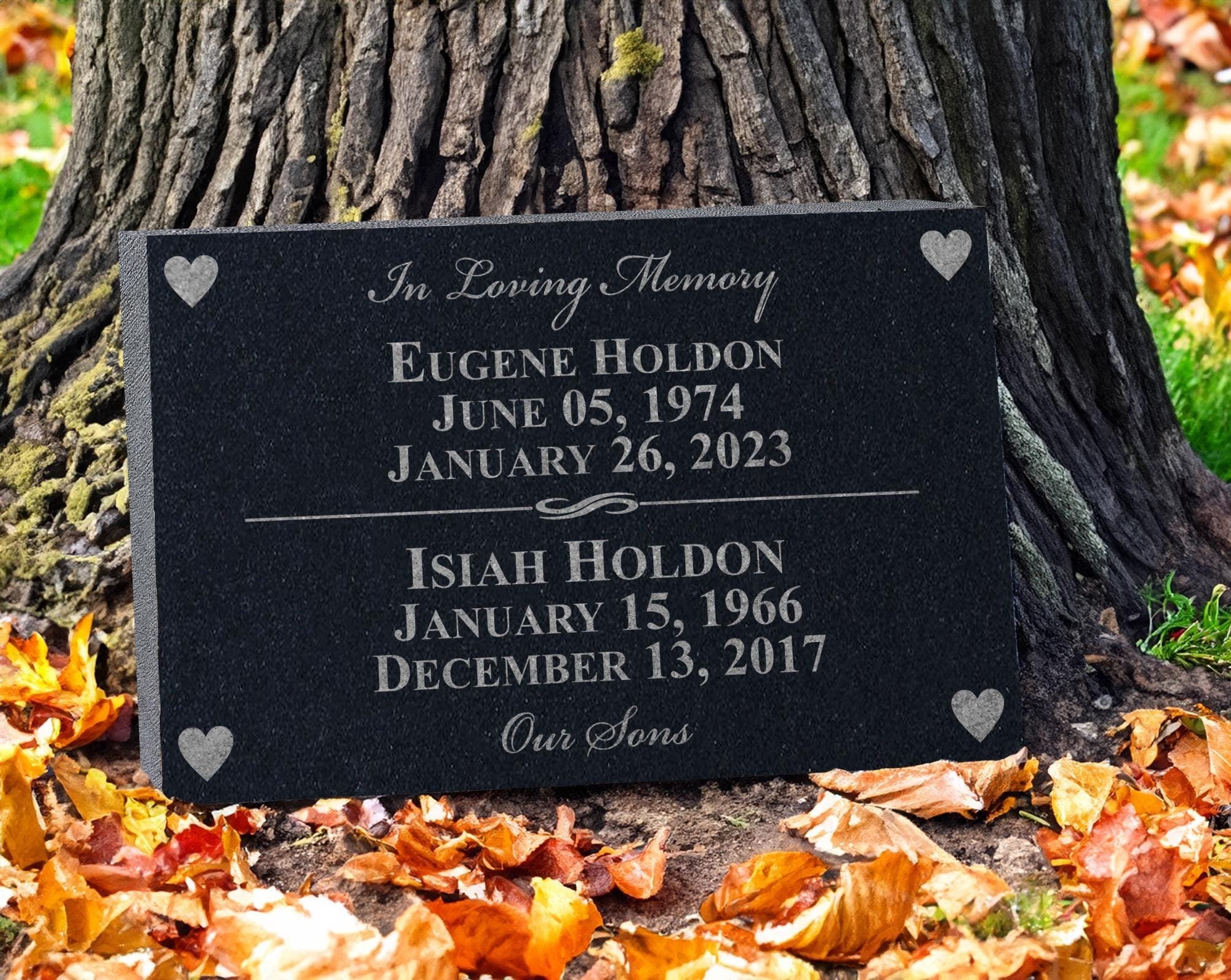 Multiple Name Family Memorial Stone | Husband Wife, Mother Father, Grandparents, Siblings, Couples | Companion Memorial for Parents Plaque