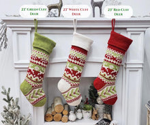 Knit Christmas Stockings Knitted 23" Fair Isle Deer, Snowflake, Santa, Snowman Custom Holiday Intarsia Family Pet Names
