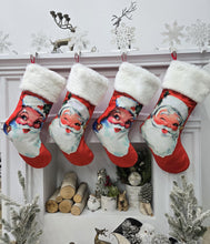 Antique Santa Clause Christmas Stockings Personalized Embroidery or Name Tag Red White Plush Old World Finished Embroidered Vintage Looking