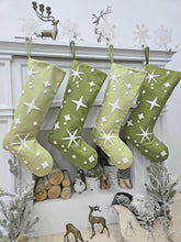 Starry Sage Christmas Stockings | Dark Light Green White Bethlehem Star Modern Traditional Noel Yuletide Yule Personalized Embroidered Name