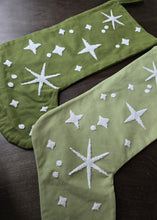 Starry Sage Christmas Stockings | Dark Light Green White Bethlehem Star Modern Traditional Noel Yuletide Yule Personalized Embroidered Name