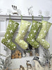 Starry Sage Christmas Stockings | Dark Light Green White Bethlehem Star Modern Traditional Noel Yuletide Yule Personalized Embroidered Name