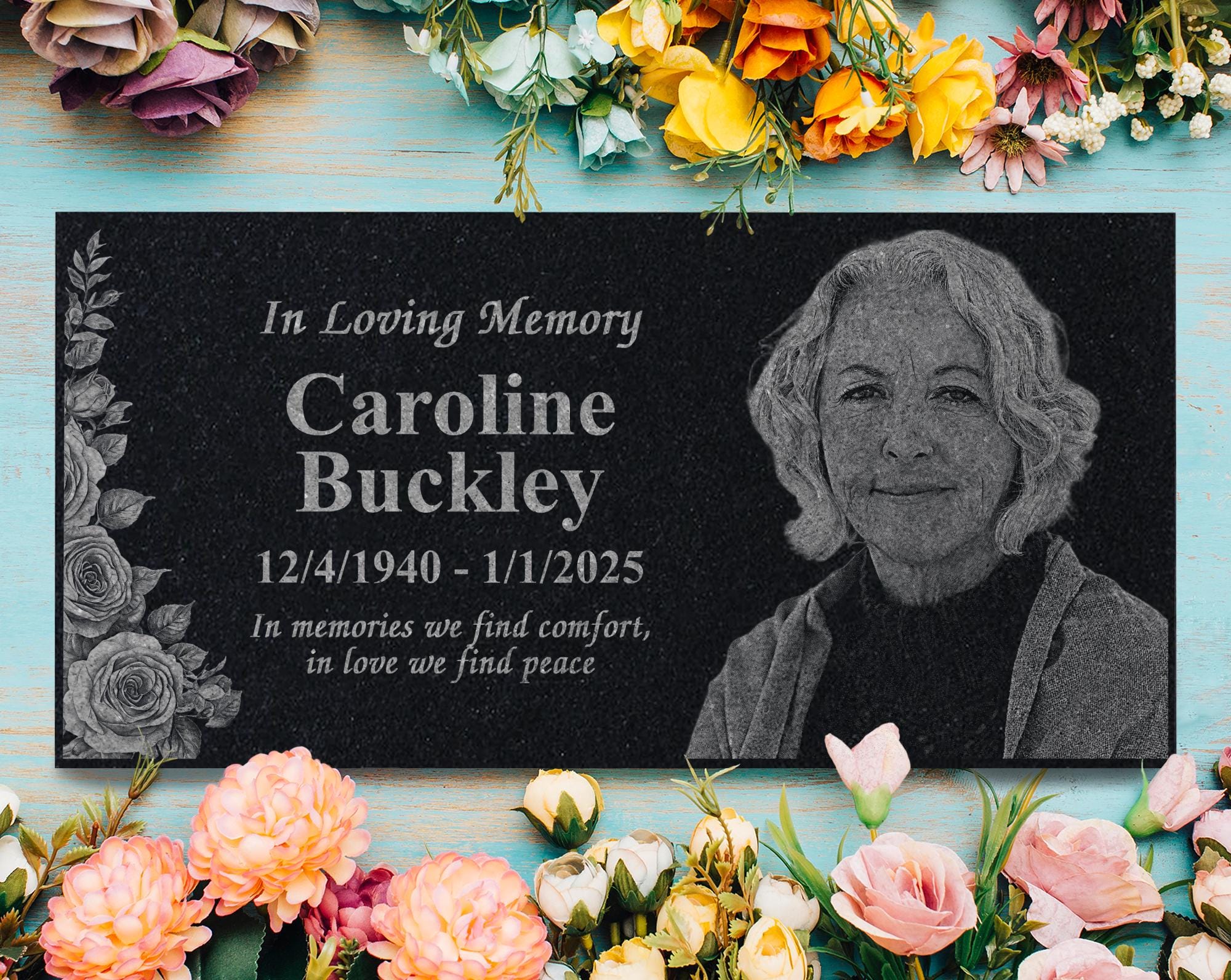 Funeral Tribute Gift - Memorial Service Display - Celebration of Life Keepsake - Cemetery Plot Marker - Gift for Grieving Family - Flowers