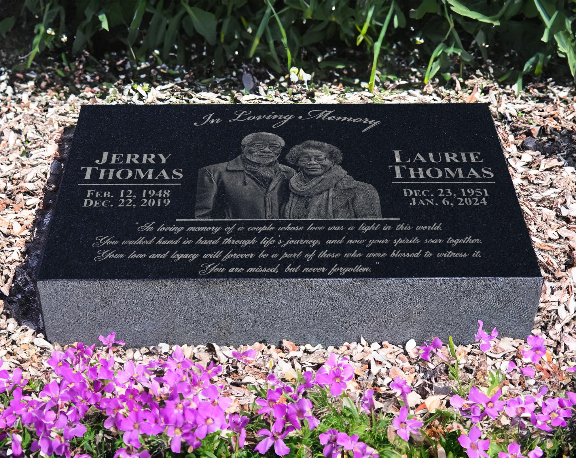 Memorial Plaque for Two People | Flat Grave Markers for Couples | Memory Plaques for Loved Ones Lost | Tribute for Couples Partners Siblings