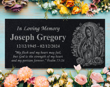 Christian Garden Yard Memorial - Virgin Mary Engraved Stone - Our Lady of Guadalupe Keepsake - Religious Remembrance Gift - Prayer Stone