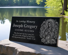 Christian Garden Yard Memorial - Virgin Mary Engraved Stone - Our Lady of Guadalupe Keepsake - Religious Remembrance Gift - Prayer Stone
