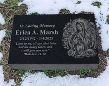 Christian Garden Yard Memorial - Virgin Mary Engraved Stone - Our Lady of Guadalupe Keepsake - Religious Remembrance Gift - Prayer Stone