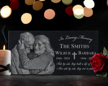 Family Memorials | Granite Photo Companion Monument | Double Headstones for Married Couples | Husband and Wife Headstone | Double Monument