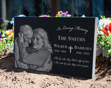 Family Memorials | Granite Photo Companion Monument | Double Headstones for Married Couples | Husband and Wife Headstone | Double Monument