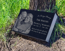 Double Head Stone for Graves | Memorial Garden Stones for Parents | Companion Grave Marker | Couples Tombstone | Husband and Wife Headstone