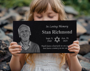 Matzevah Personalized Jewish Grave Marker | Hebrew Yahrzeit Memorial | Star of David Plaque | Shiva Gift | Jewish Monuments | Magen David