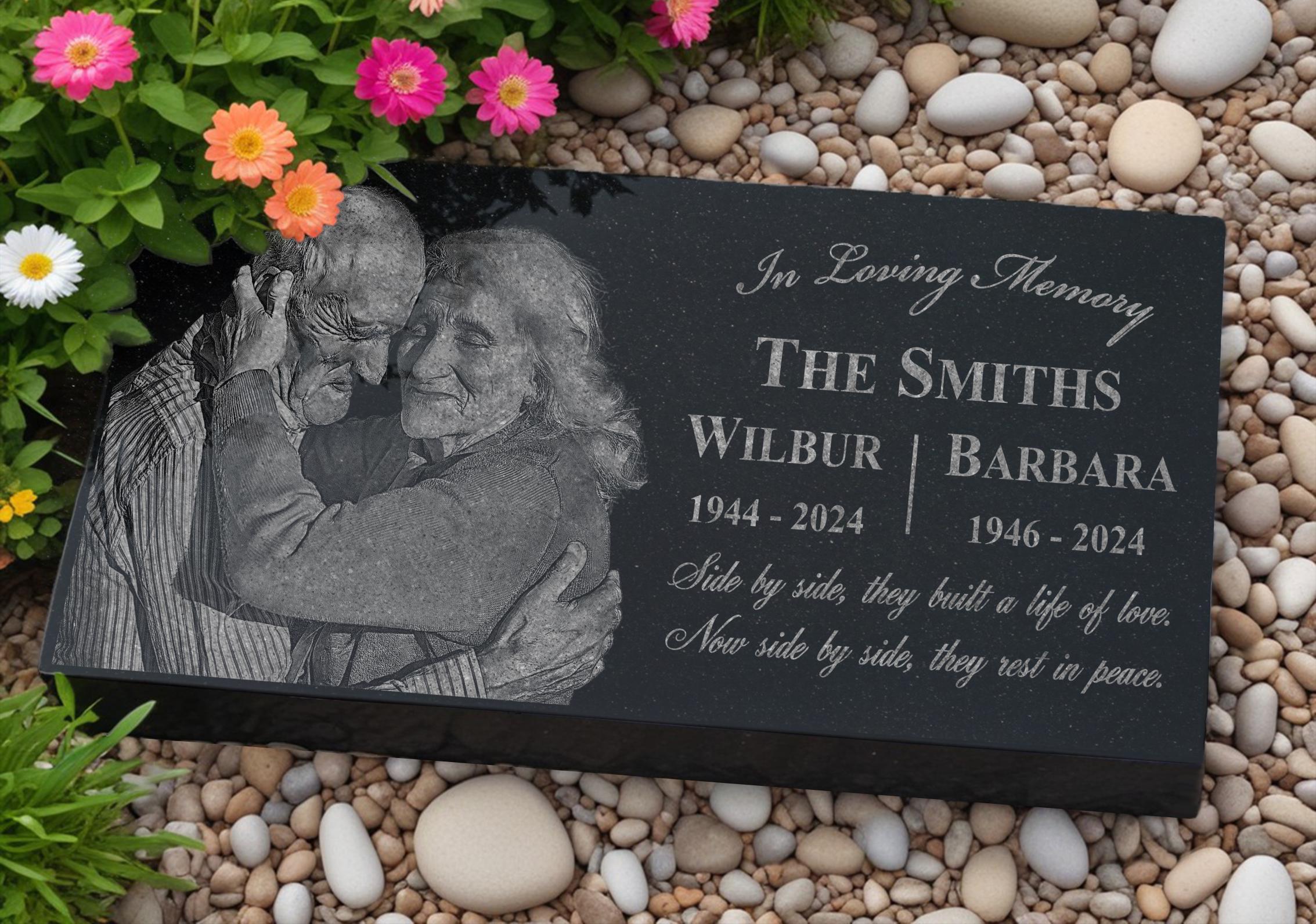 Memorial Plaque for Two People | Flat Grave Markers for Couples | Memory Plaques for Loved Ones Lost | Tribute for Couples Partners Siblings