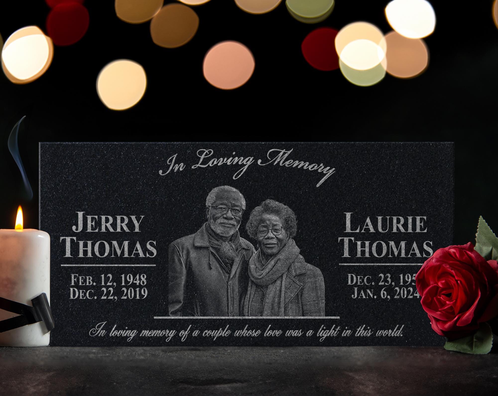 Memorial Plaque for Two People | Flat Grave Markers for Couples | Memory Plaques for Loved Ones Lost | Tribute for Couples Partners Siblings