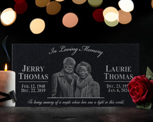 Memorial Plaque for Two People | Flat Grave Markers for Couples | Memory Plaques for Loved Ones Lost | Tribute for Couples Partners Siblings