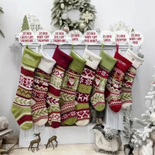 Personalized Knitted Christmas Stockings Red Green White