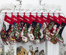 Needlepoint Christmas Stockings Personalized Santa Nutcracker Reindeer Snowman Old World Finished Embroidered Stockings with Names