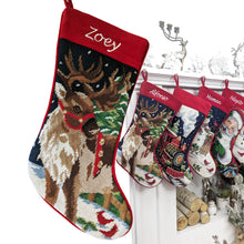 Needlepoint Christmas Stockings Personalized Santa Nutcracker Reindeer Snowman Old World Finished Embroidered Stockings with Names