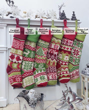 Personalized Knitted Christmas Stockings Red Green White