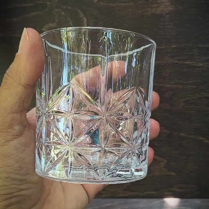 Fathers Day Whiskey Diamond Retro: Bottom Engraved Tumbler, Scotch Glasses | Luxury Old Fashioned Rock Glasses | Barware for Bourbon Lovers