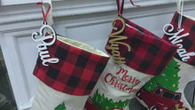 Red Christmas Truck Personalized Christmas Stockings Buffalo Plaid Cuff | Farm Tractor Farmhouse Tree Design | Trend Name Tags - Embroidery