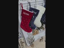 Personalized Christmas Stockings - Blue White Red Velveteen 20" with sequins Christmas Stocking Embroidered with Names Velvet Stockings
