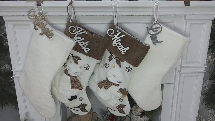 Woodland Squirrel or Fox Sherpa Cuff Christmas Stocking - White Brown Personalized Stockings Christmas Kids Children & Family Holiday 2022