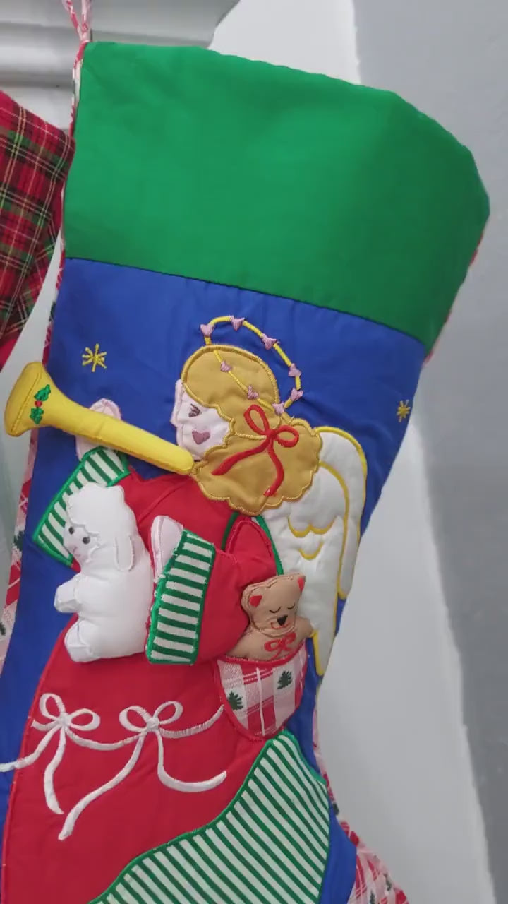 Old World Christmas Stockings | Handcrafted Grandma Style Xmas Decor Santa Angel Sleigh Vintage Advent Kids Interactive Decoration