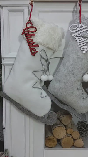 Ice Skate Christmas Stockings Christmas Grey and White for Kids and Family Xmas 2022