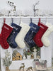 Personalized Christmas Stockings - Blue White Red Velveteen 20