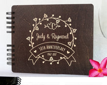 ANNIVERSARY GIFTS Burnt Cocoa 8.5 x 7 / 80 Pages Ivory Blank Wedding Anniversary Guestbook Personalized Wooden Guest Book Made in USA  50th Anniversary 60th Anniversary 25th 20th 5th 30th Gift