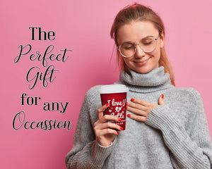 ANNIVERSARY GIFTS Engraved Custom 14oz Ceramic Coffee Mug I Love U A Latte Reusable Double Wall Travel Tumbler Cup with White Silicone Lid for Caffeine Lover