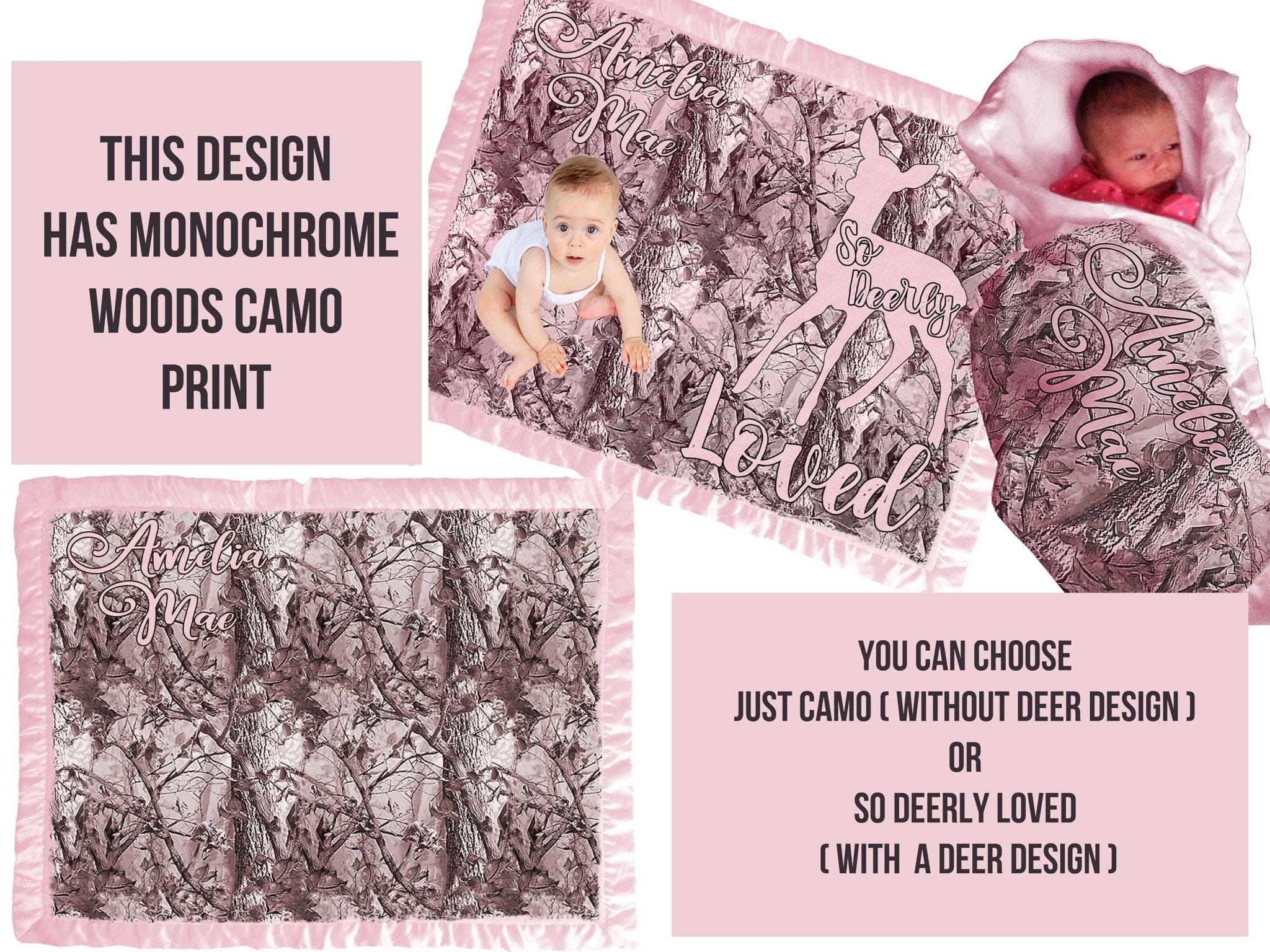FOR KIDS & BABIES Baby Girl Camo Personalized Blanket Baby Shower Gift Pink Camo Baby Blankets Baby Bedding Camouflage Coming Home Blanket Baby Girl